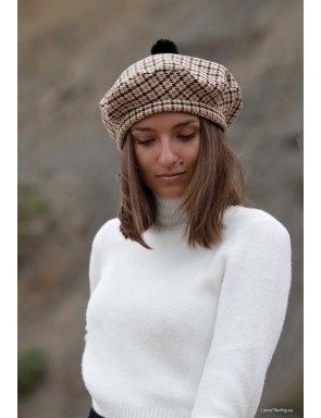 Simone check wool beret
