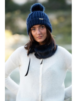 Bonnet tricoté,9-Taille unique--Bonnet tricoté en laine épaisse pour femme  et fille, marque à la mode, décontracté, avec pompon en v